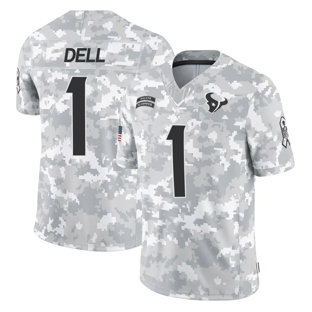 H.Texans #1 Tank Dell Player Arctic Camo Salute To Service Limited Game Cooneas Stitched Jerseys