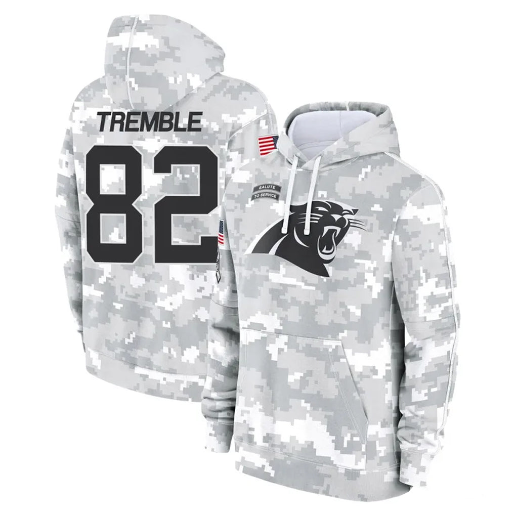 C.Panthers #82 Tommy Tremble Player Arctic Camo Salute to Service Pullover Hoodies Limited Game Cooneas Stitched Jerseys