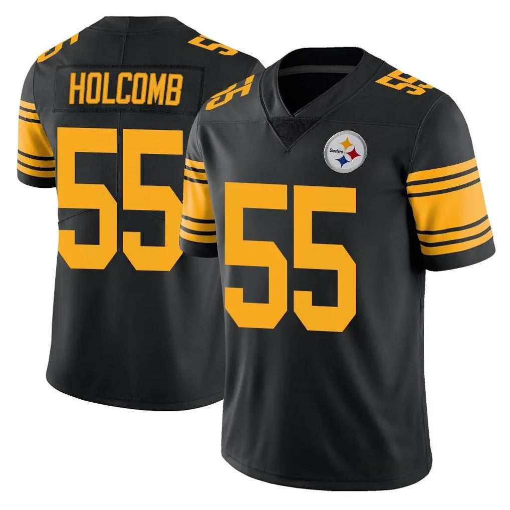 P.Steelers #55 Cole Holcomb Player Black Limited Color Rush Home Game Cooneas Stitched Jerseys