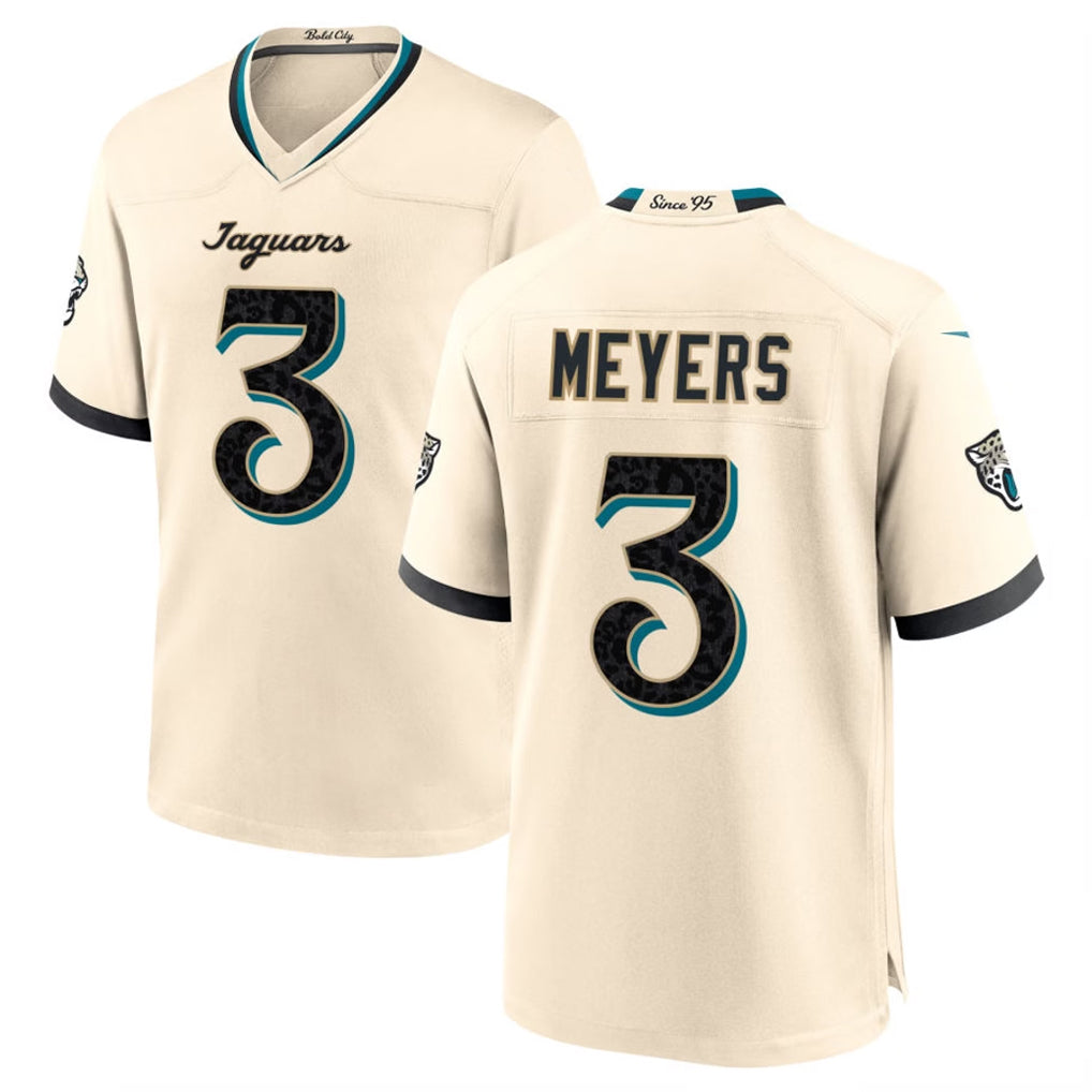 J.Jaguars #3 Jakobi Meyers Player Natural 2026 Rivalries Collection Game Cooneas Stitched Jerseys