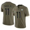 M.Dolphins #11 Dante Trader Jr. Player Olive Salute To Service Limited Cooneas Stitched Jerseys