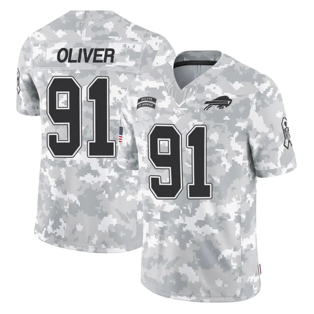 B.Bills #91 Ed Oliver Player Arctic Camo Salute to Service Limited Game Cooneas Stitched Jerseys