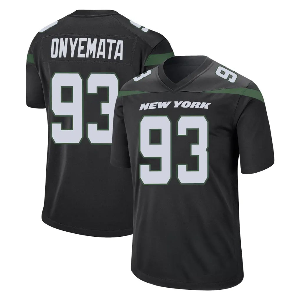 NY.Jets #93 David Onyemata Player Stealth Black Home Game Cooneas Stitched Jerseys