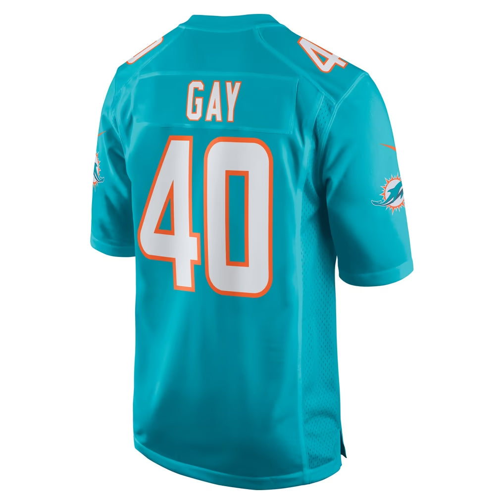 M.Dolphins #40 Willie Gay Jr. Player Aqua Home Game Cooneas Stitched Jerseys