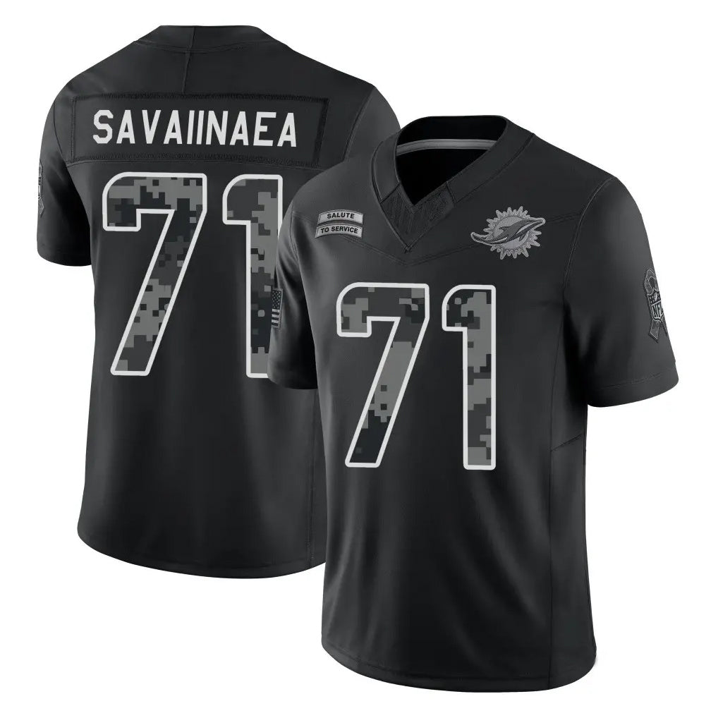 M.Dolphins #71 Jonah Savaiinaea Player Black Limited 2026 Salute to Service Home Game Cooneas Stitched Jerseys