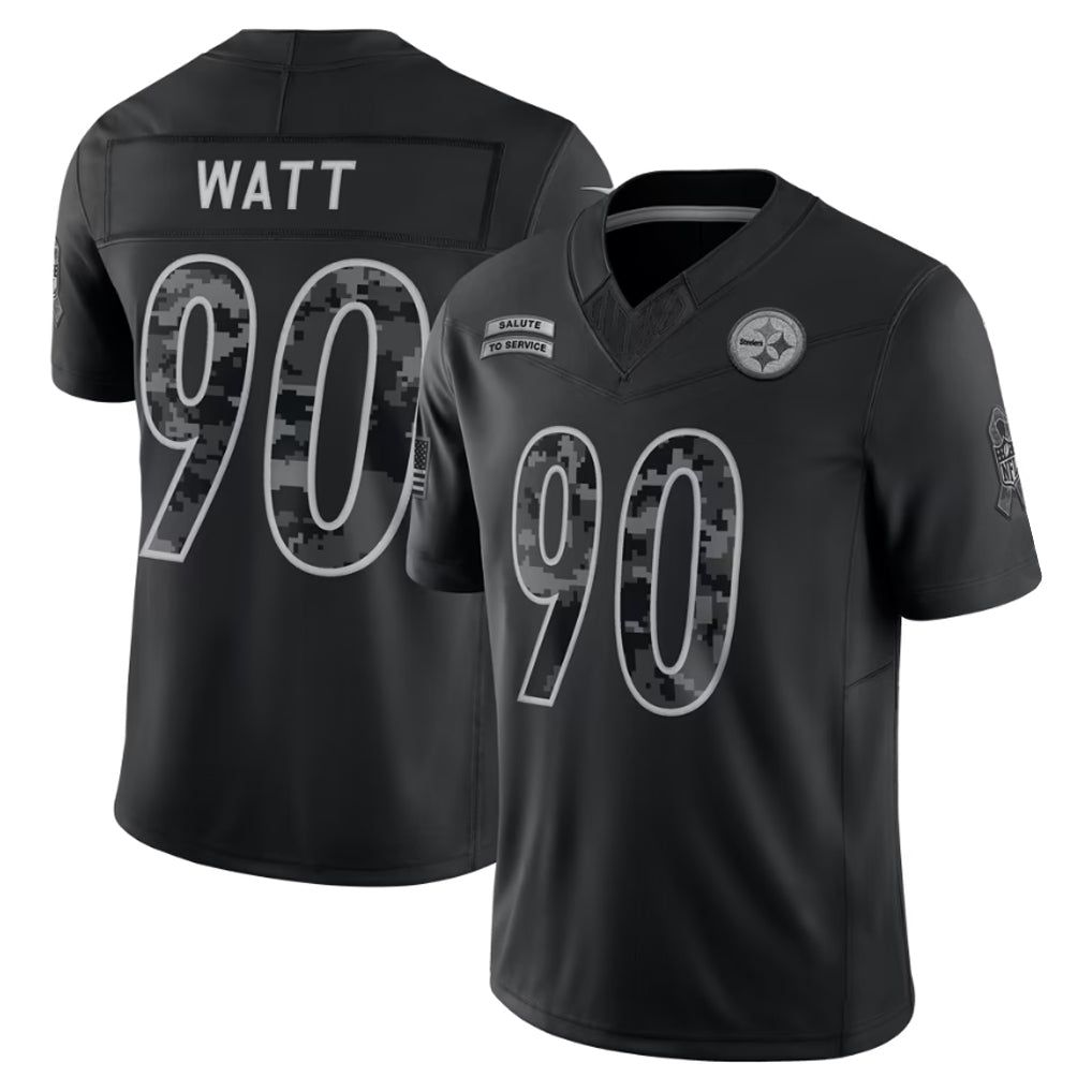 Cooneas P.Steelers #90 T.J. Watt Player Black Limited 2026 Salute to Service Home Game Stitched Jerseys
