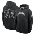 LA.Chargers #76 Joe Alt Player 2026 Black Logo Pullover Hoodies Limited Game Stitched Jerseys