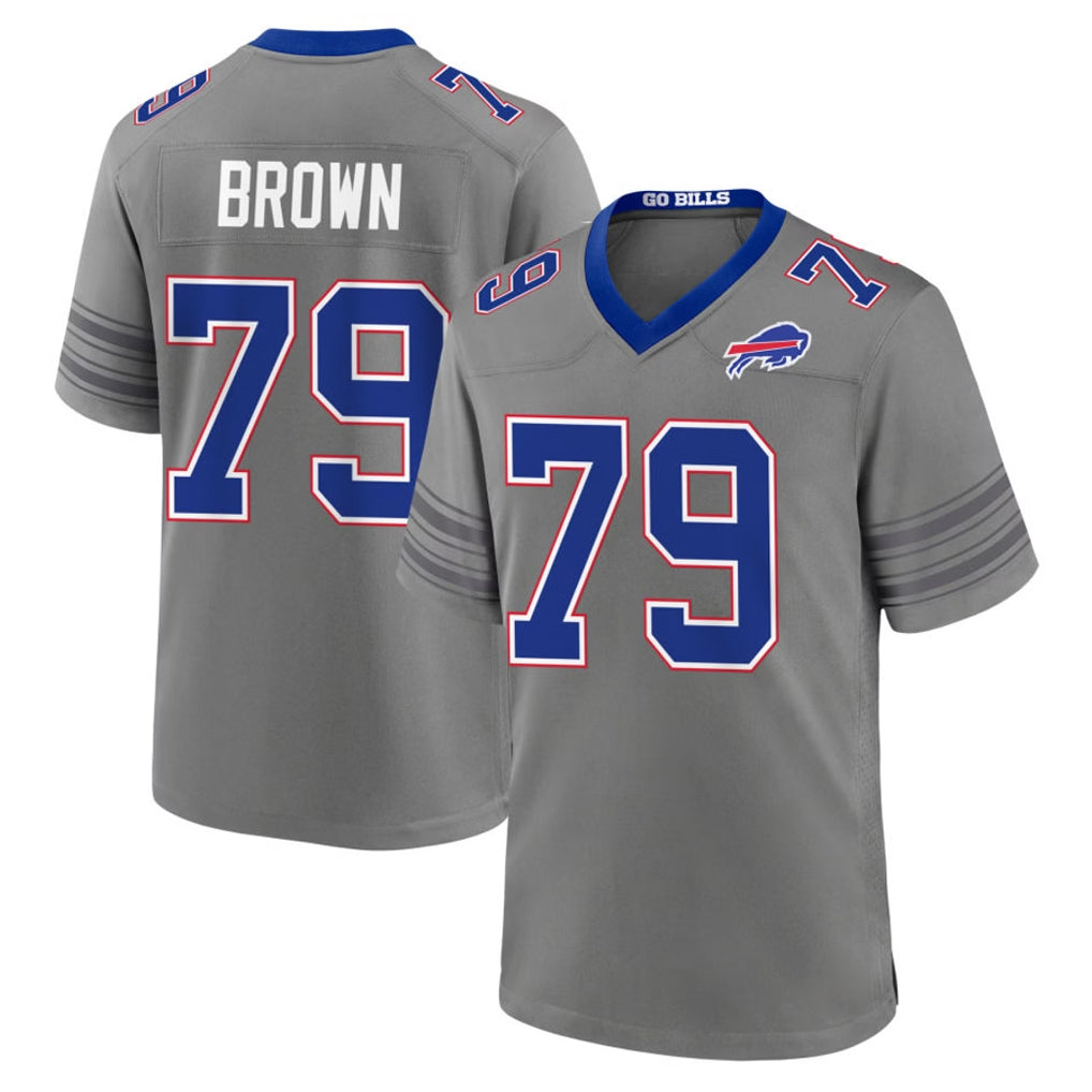 B.Bills #79 Spencer Brown Player Gray Nickel City Home Game Cooneas Stitched Jerseys