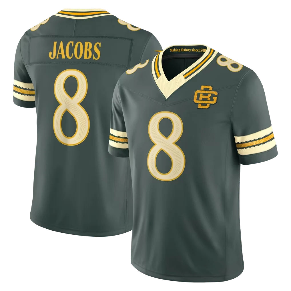 GB.Packers #8 Josh Jacobs Player Green Limited 2026 Rivalries Collection Home Game Cooneas Stitched Jerseys