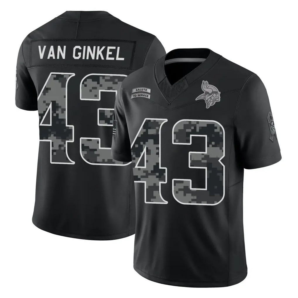 MN.Vikings #43 Andrew Van Ginkel Player Black Limited 2026 Salute to Service Home Game Cooneas Stitched Jerseys