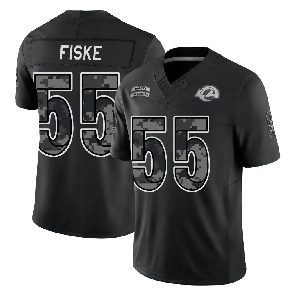 LA.Rams #55 Braden Fiske Player Black Limited 2026 Salute to Service Home Game Cooneas Stitched Jerseys