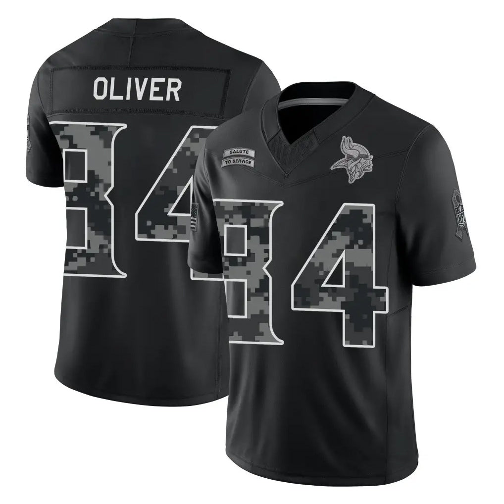 MN.Vikings #84 Josh Oliver Player Black Limited 2026 Salute to Service Home Game Cooneas Stitched Jerseys
