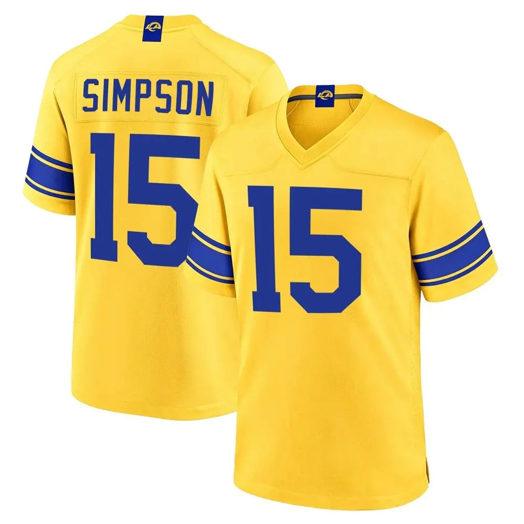LA.Rams #15 Ty Simpson Player Gold Classic Sol Home Game Cooneas Stitched Jerseys