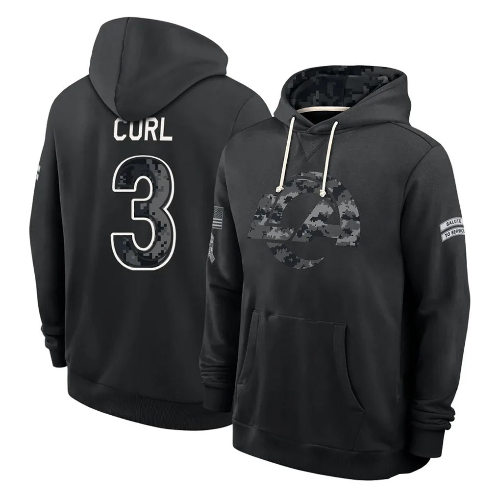 LA.Rams #3 Kam Curl Player 2026 Black Logo Pullover Hoodies Limited Game Cooneas Stitched Jerseys