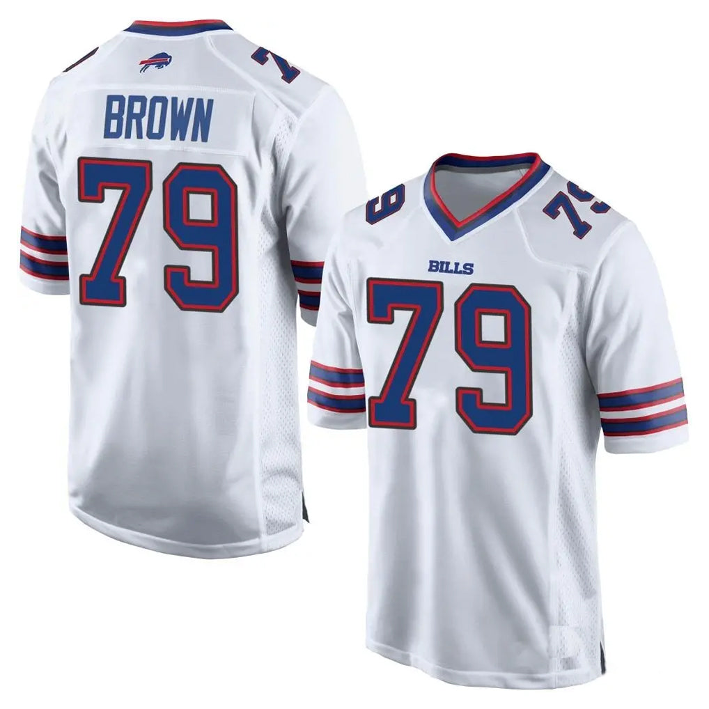 B.Bills #79 Spencer Brown Player White Home Game Cooneas Stitched Jerseys