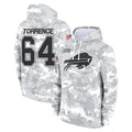 B.Bills #64 O'Cyrus Torrence Player Arctic Camo Salute to Service Hoodies Cooneas Stitched Jerseys