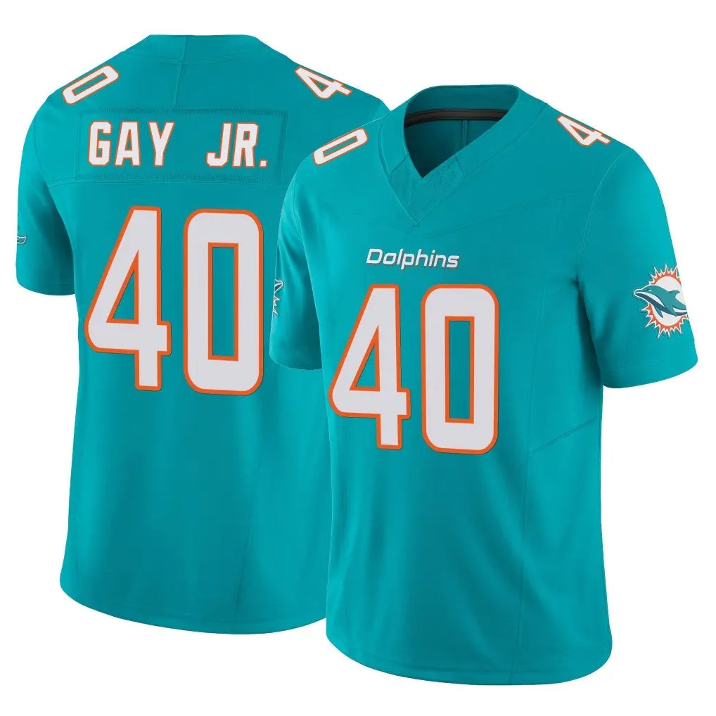 M.Dolphins #40 Willie Gay Jr. Player Aqua Limited Vapor F.U.S.E. Home Game Cooneas Stitched Jerseys