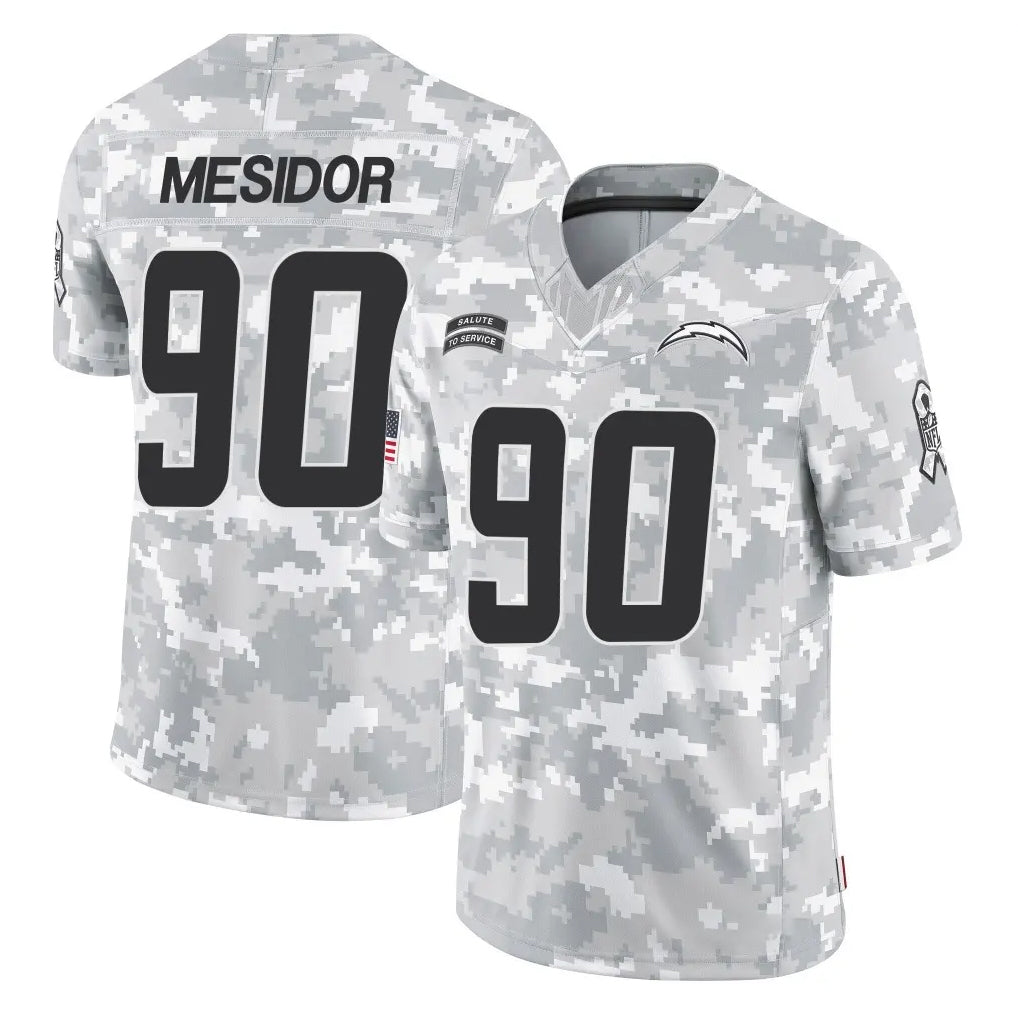 LA.Chargers #90 Akheem Mesidor Player Arctic Camo Salute To Service Limited Game Stitched Jerseys