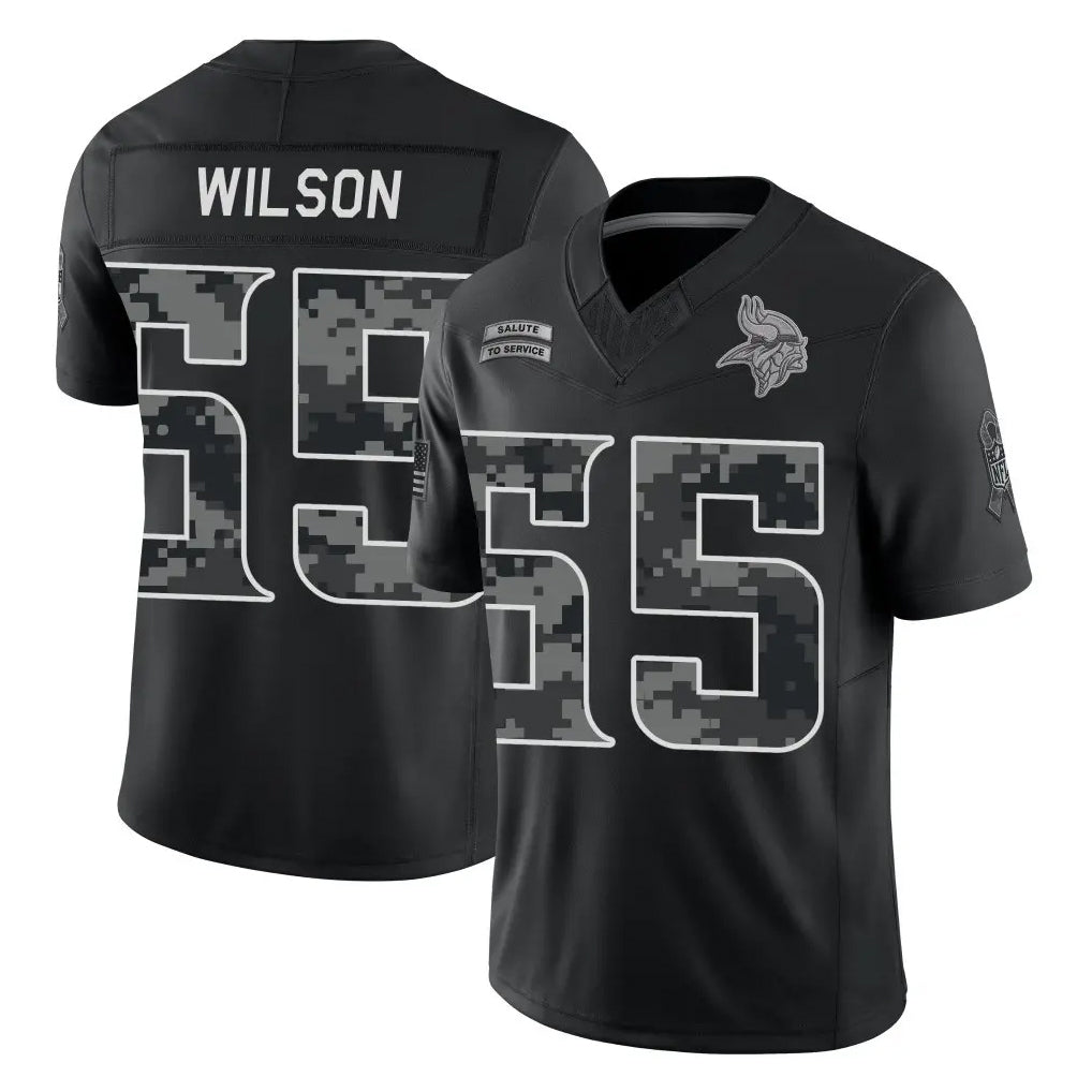 MN.Vikings #55 Eric Wilson Player Black Limited 2026 Salute to Service Home Game Cooneas Stitched Jerseys