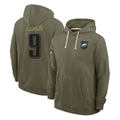 P.Eagles #9 Makai Lemon Player Olive Salute to Service Pullover Hoodies Limited Cooneas Stitched Jerseys