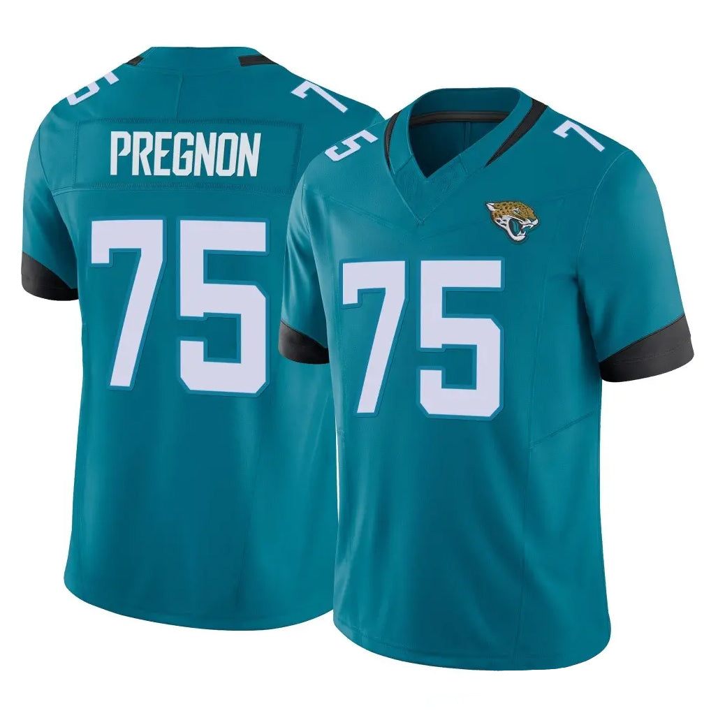 J.Jaguars #75 Emmanuel Pregnon Player Teal Vapor F.U.S.E. Limited Home Game Cooneas Stitched Jerseys