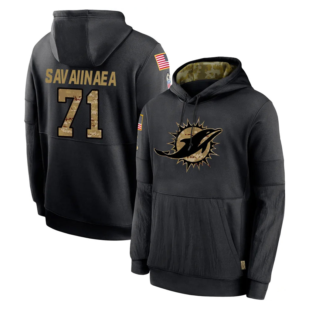 M.Dolphins #71 Jonah Savaiinaea Player Black Salute to Service Hoodies Limited Game Cooneas Stitched Jerseys