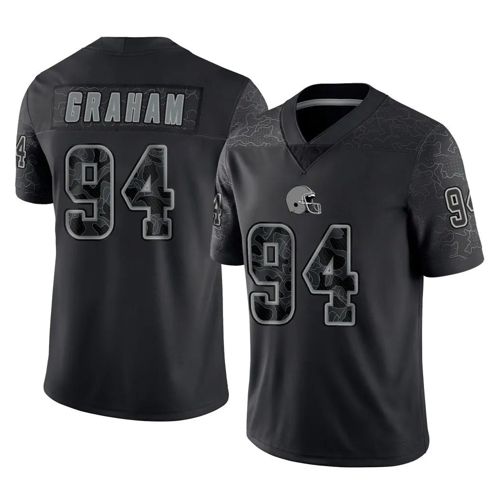 C.Browns #94 Mason Graham Player Black Reflective Home Game Cooneas Stitched Jerseys