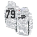 B.Bills #79 Spencer Brown Player Arctic Camo Salute to Service Hoodies Cooneas Stitched Jerseys