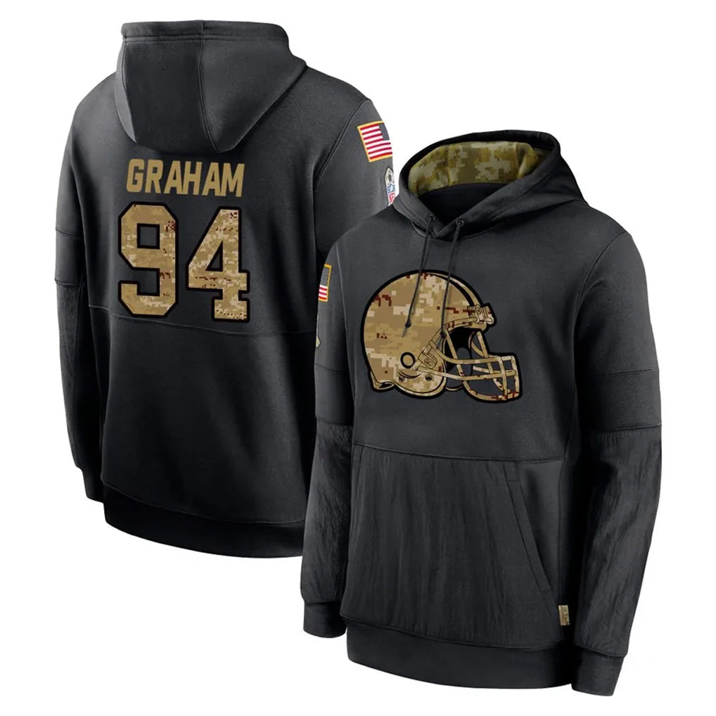 C.Browns #94 Mason Graham Player Black Salute to Service Pullover Hoodies Limited Cooneas Stitched Jerseys