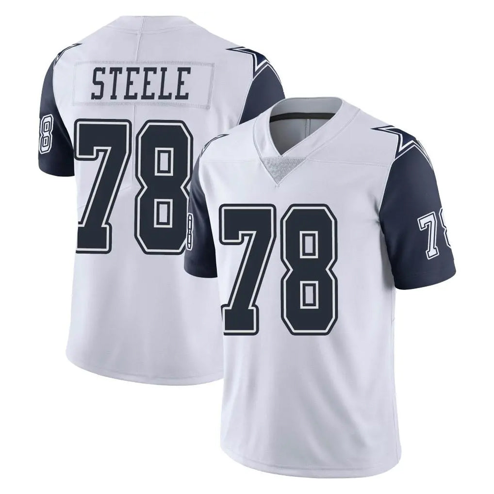 D.Cowboys #78 Terence Steele Player White-Navy Limited Color Rush Vapor Untouchable Home Game Cooneas Stitched Jerseys
