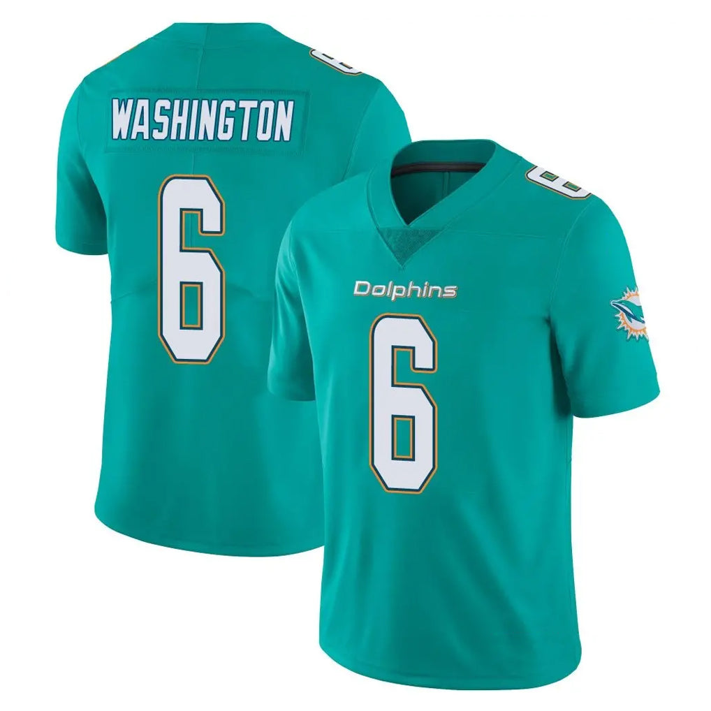 M.Dolphins #6 Malik Washington Player Aqua Limited Vapor Untouchable Home Game Cooneas Stitched Jerseys