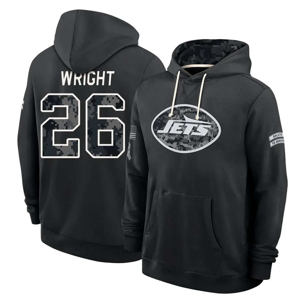 NY.Jets #26 Nahshon Wright Player 2026 Black Logo Pullover Hoodies Limited Game Cooneas Stitched Jerseys