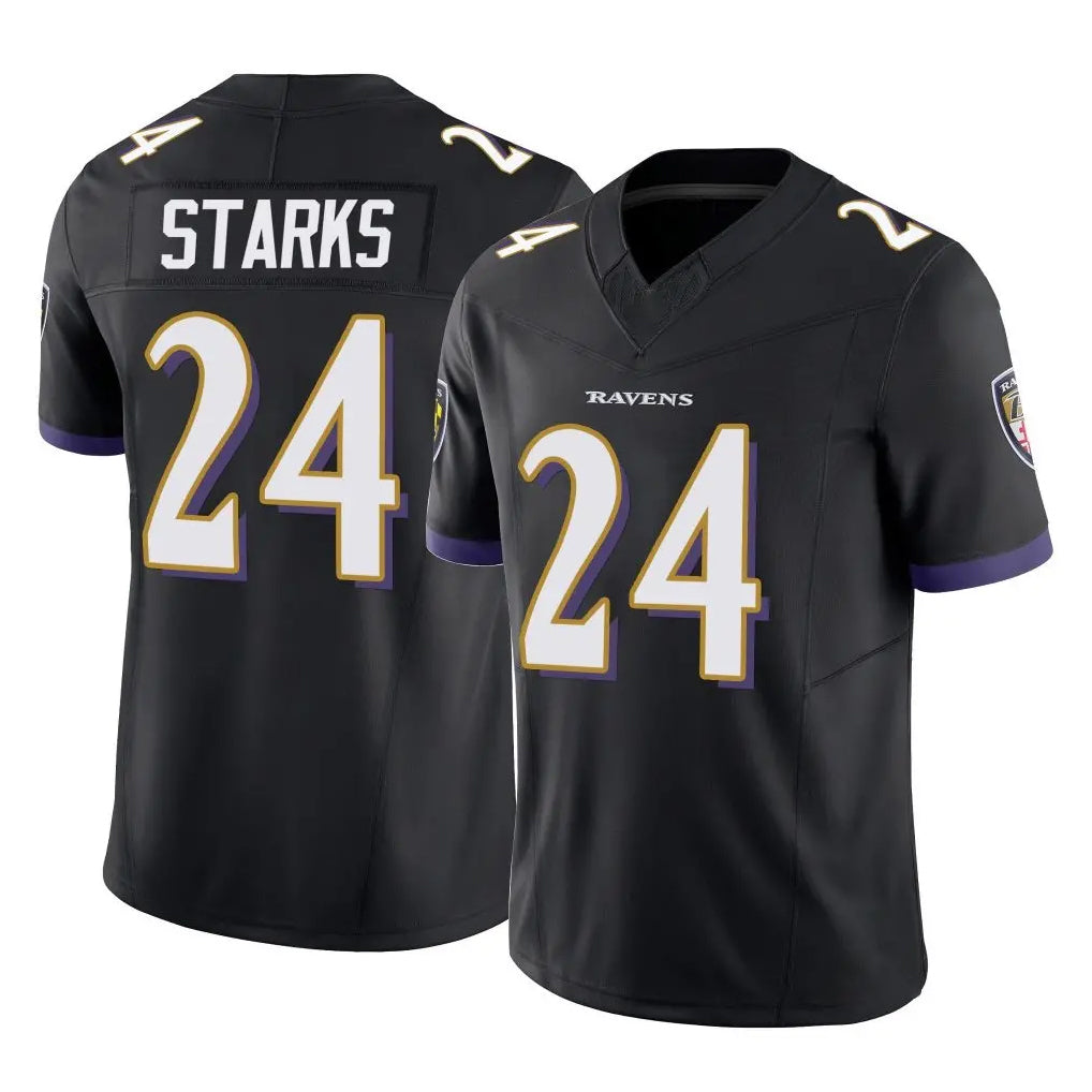B.Ravens #24 Malaki Starks Player Black Vapor F.U.S.E. Limited Cooneas Stitched Jerseys