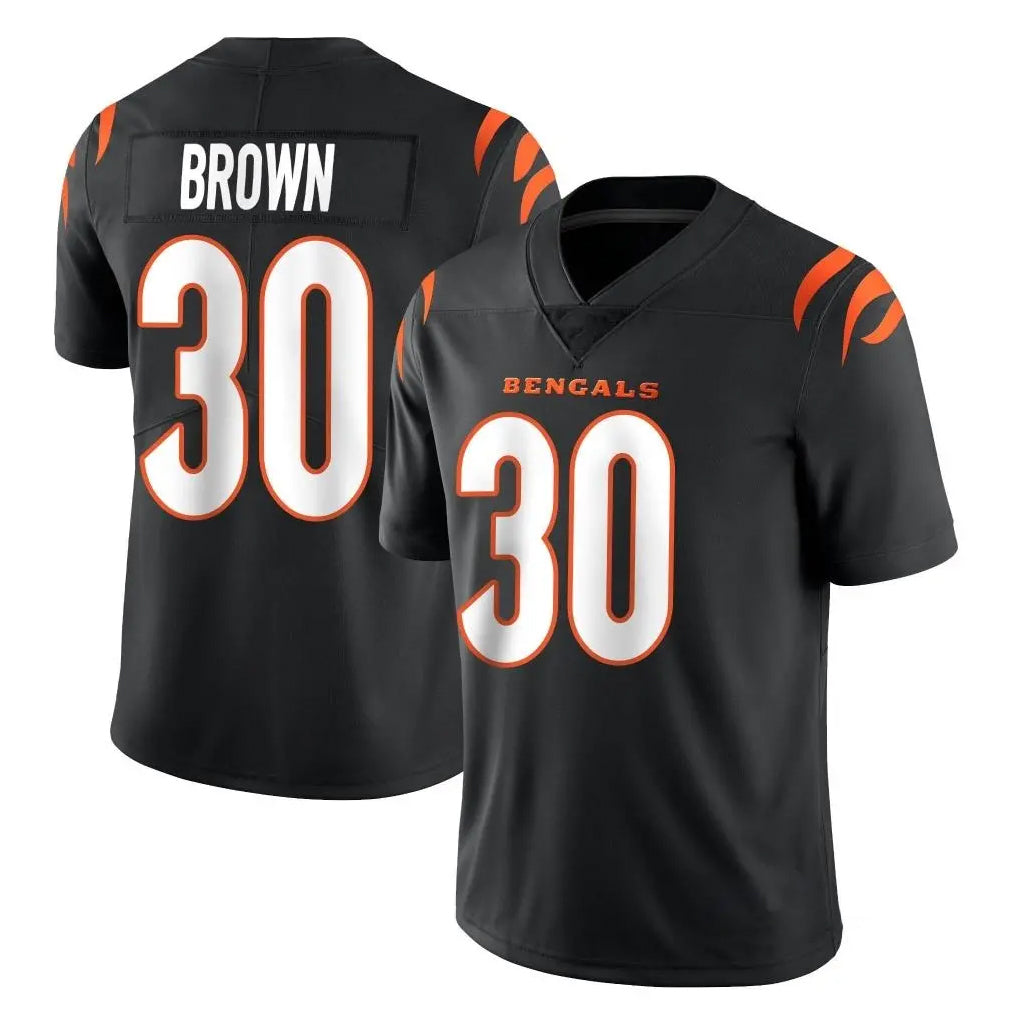 C.Bengals #30 Chase Brown Player Black Vapor Untouchable Limited Home Game Cooneas Stitched Jerseys