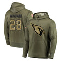 A.Cardinals #28 Andrew Wingard Player Olive Salute to Service Pullover Hoodie Home Game Cooneas Stitched Jerseys