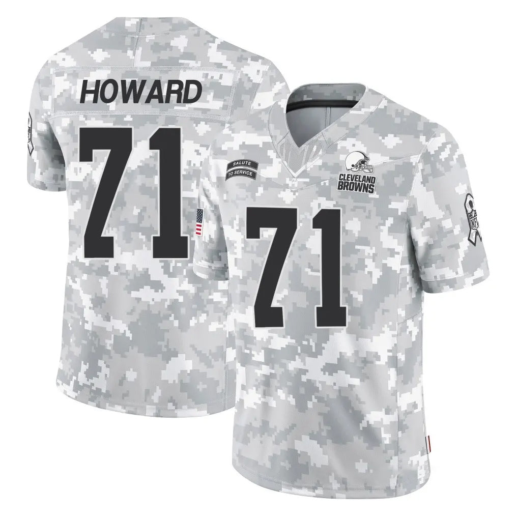 C.Browns #71 Tytus Howard Player Arctic Camo Salute to Service Limited Home Game Cooneas Stitched Jerseys
