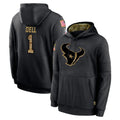H.Texans #1 Tank Dell Player Black Salute to Service Hoodies Limited Game Cooneas Stitched Jerseys