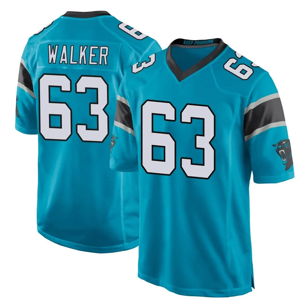 C.Panthers #63 Rasheed Walker Player Blue Game Cooneas Stitched Jerseys