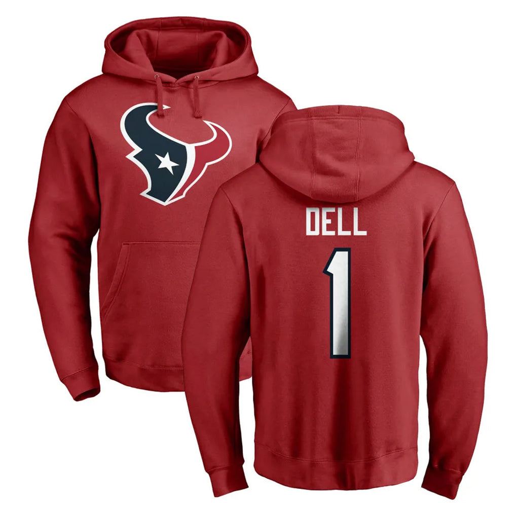 H.Texans #1 Tank Dell Player Red Pro Line Pullover Hoodie Limited Game Cooneas Stitched Jerseys