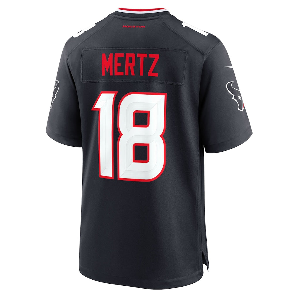 Cooneas H.Texans #18 Graham Mertz Navy Team Game Jersey