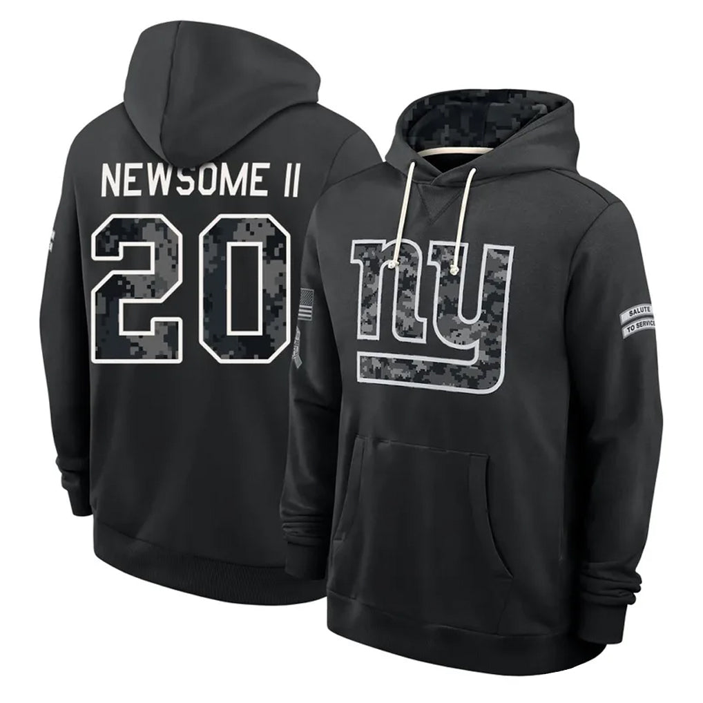 NY.Giants #20 Greg Newsome II Player 2026 Black Logo Pullover Hoodies Limited Game Cooneas Stitched Jerseys