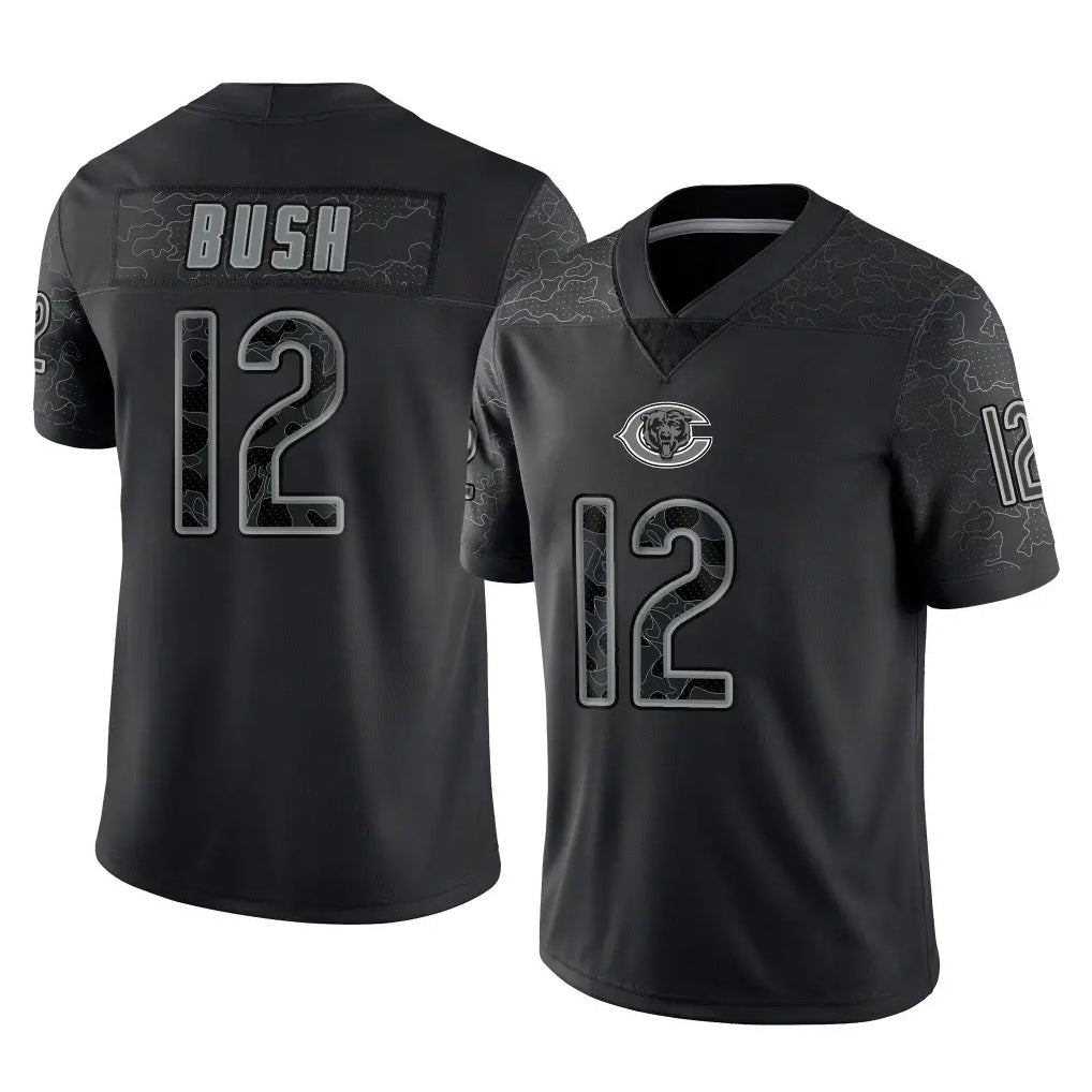 C.Bears #12 Devin Bush Player Black REFLECTIVE Limited Game Cooneas Stitched Jerseys