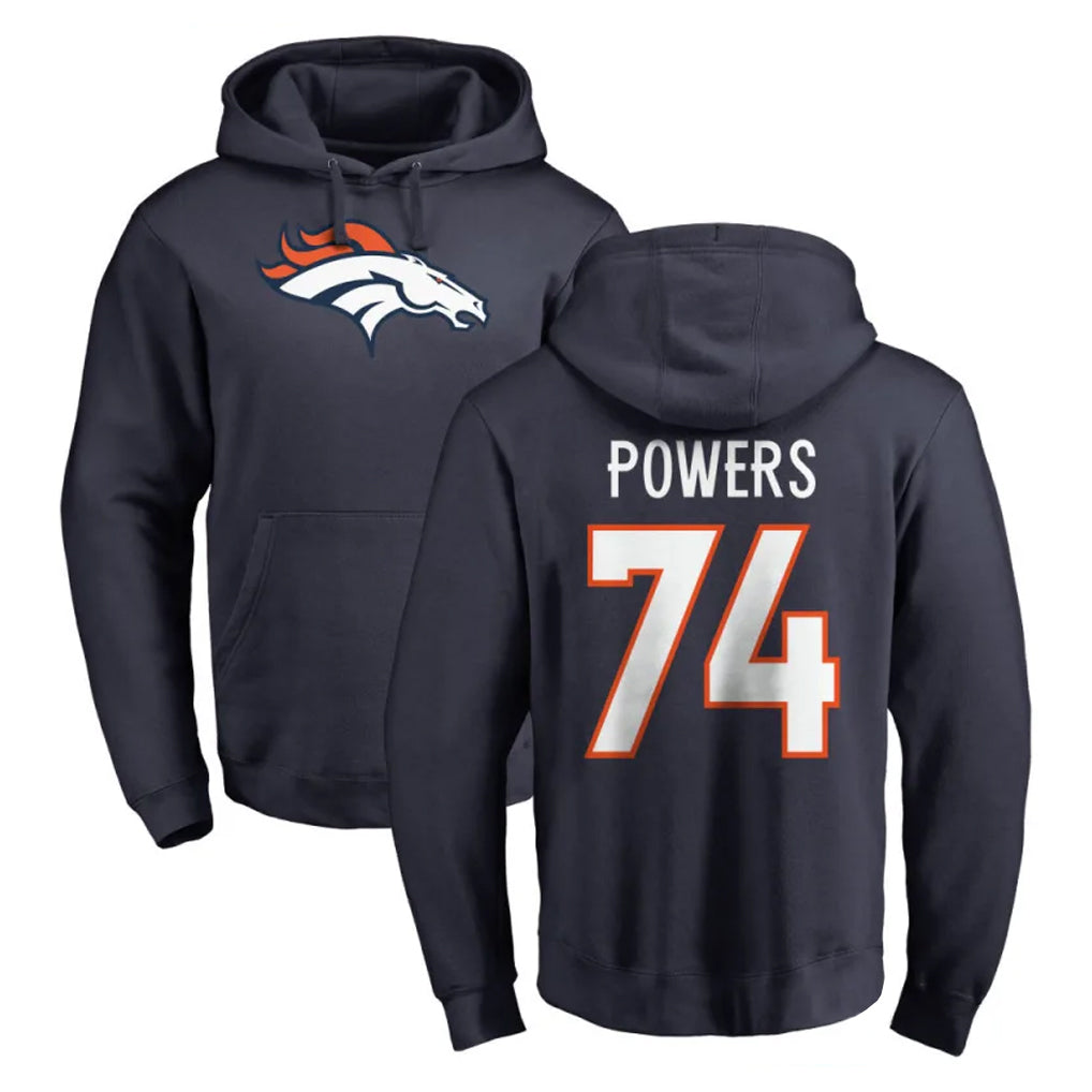 D.Broncos #74 Ben Powers Player Navy Pullover Hoodie Limited Cooneas Stitched Jerseys