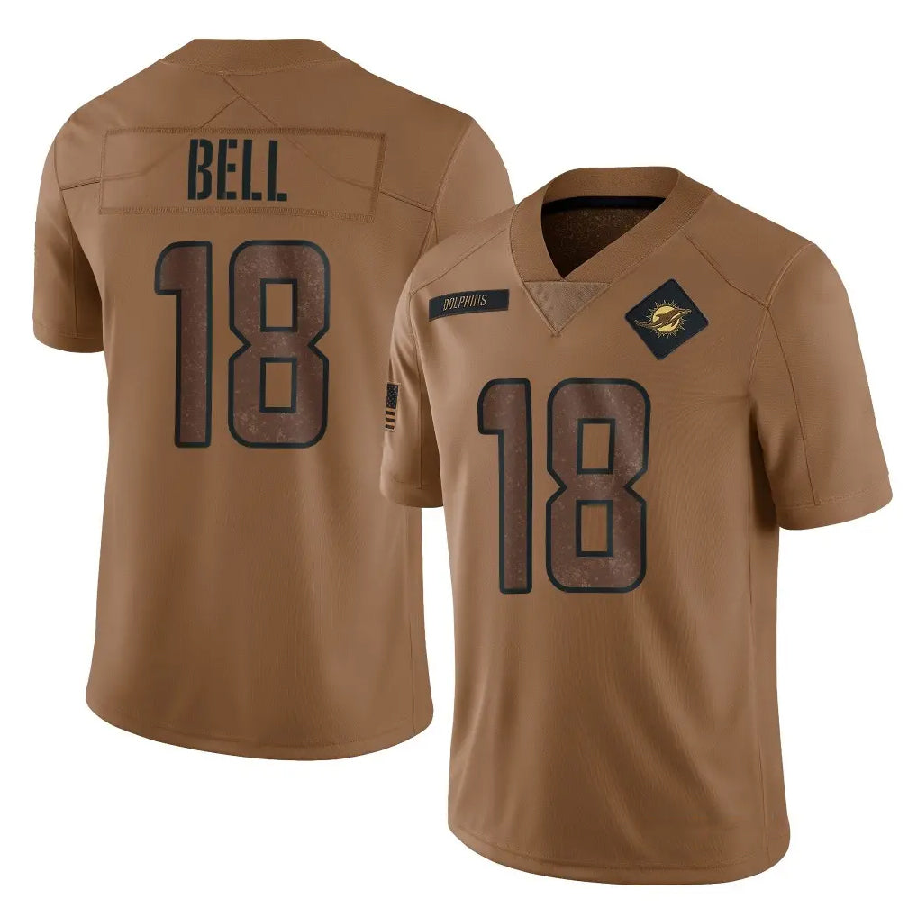 M.Dolphins #18 Chris Bell Player Brown Salute To Service Limited Cooneas Stitched Jerseys