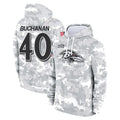 B.Ravens #40 Teddye Buchanan Player Arctic Camo Salute to Service Pullover Hoodie Cooneas Stitched Jerseys