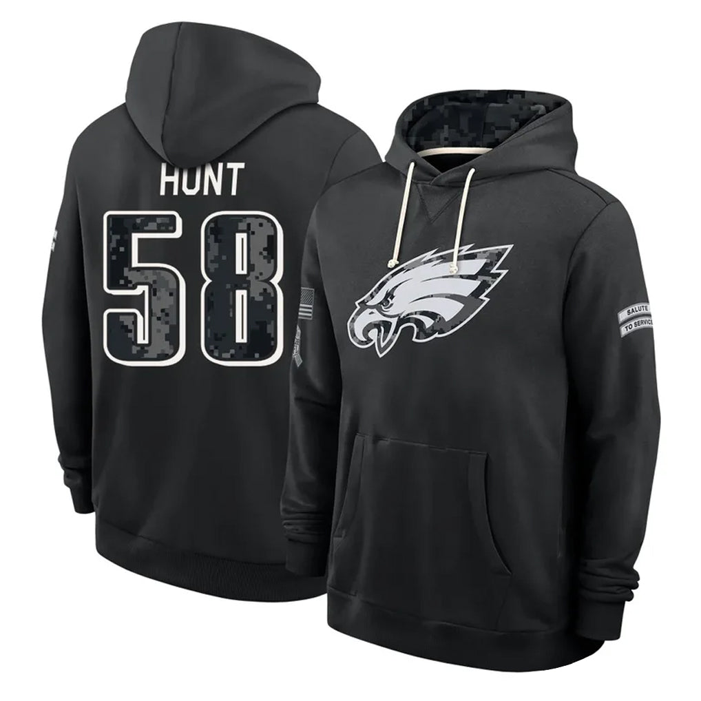 P.Eagles #58 Jalyx Hunt Player 2026 Black Logo Pullover Hoodies Limited Game Cooneas Stitched Jerseys