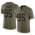 C.Panthers #95 Derrick Brown Player Olive Salute to Service Game Cooneas Stitched Jerseys