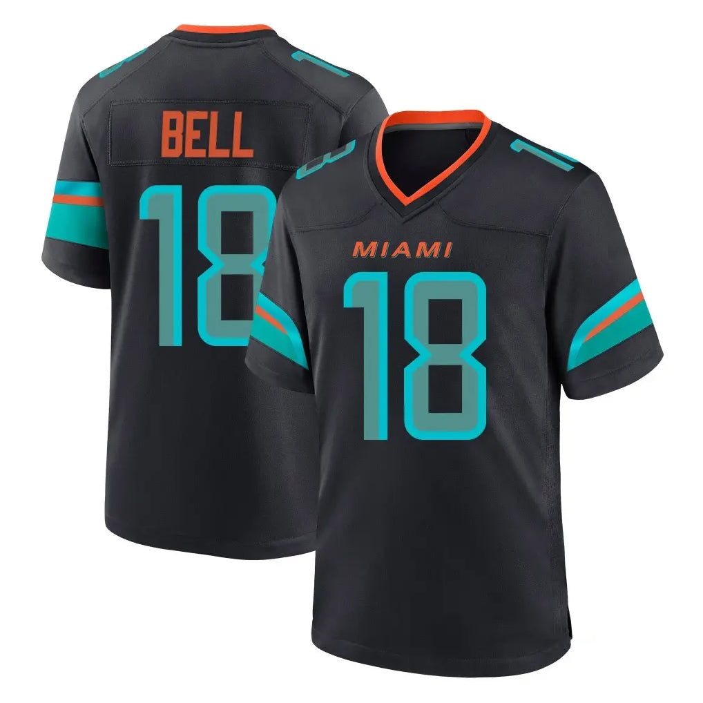 M.Dolphins #18 Chris Bell Player Black Pitch Rivalries Collection Home Game Cooneas Stitched Jerseys
