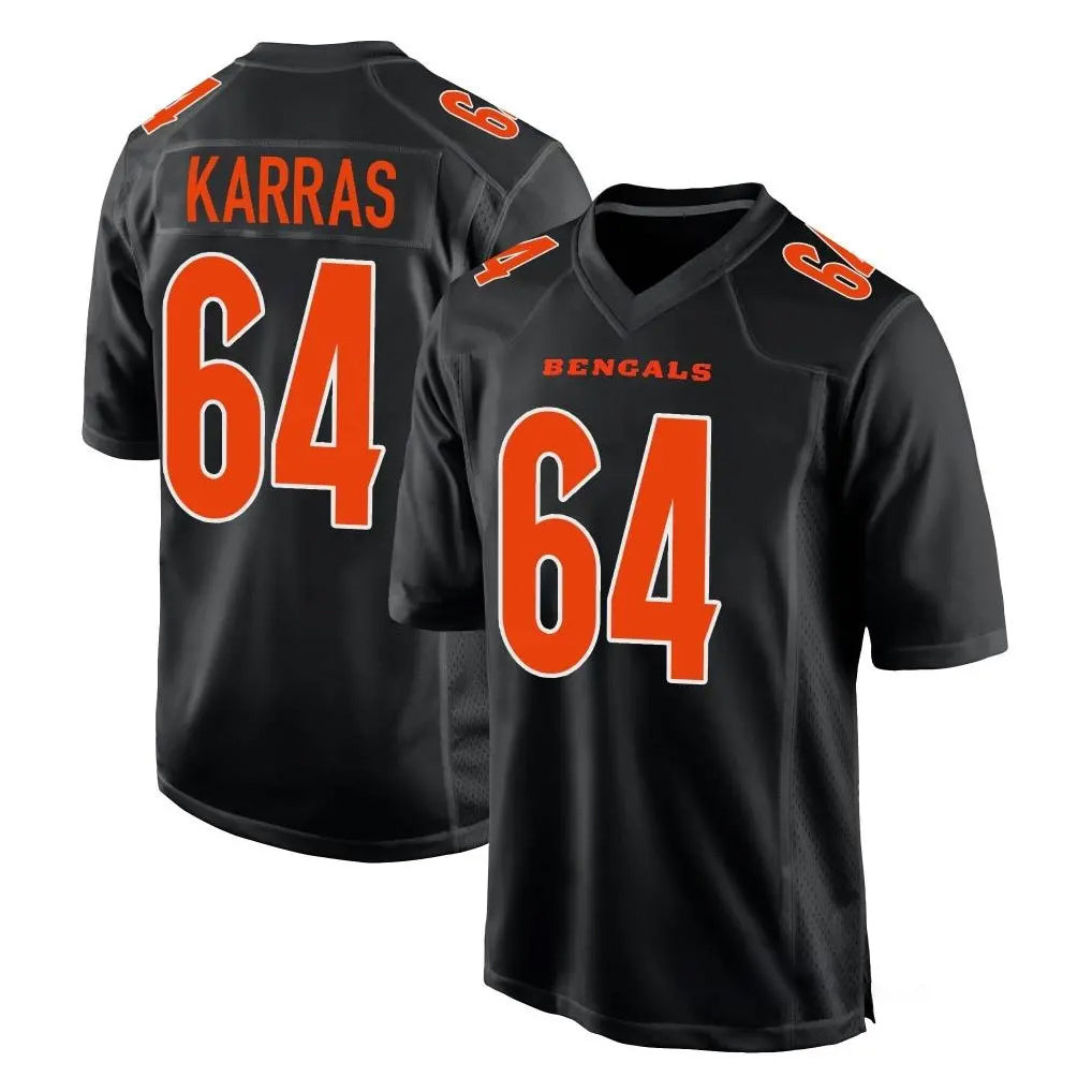 C.Bengals #64 Ted Karras Player Black Fashion Game Cooneas Stitched Jerseys