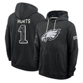 P.Eagles #1 Jalen Hurts Player 2026 Black Logo Pullover Hoodies Limited Game Cooneas Stitched Jerseys